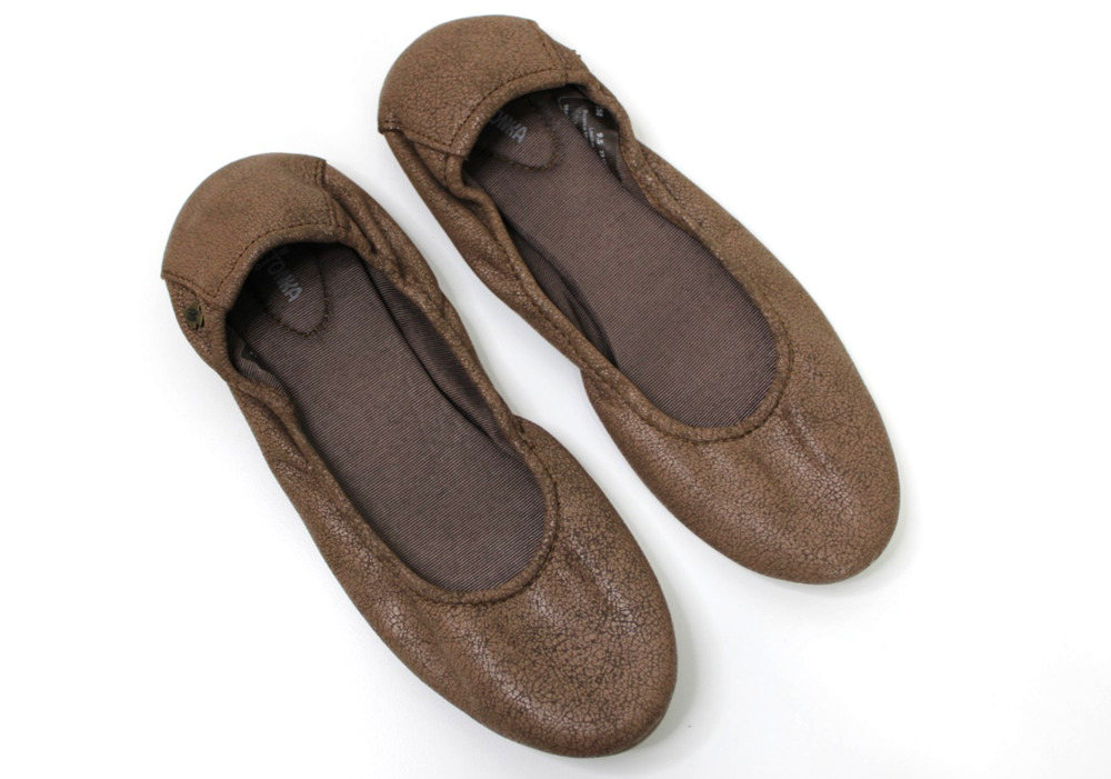 Minnetonka Anna Ballerina Flat Ballet Shoes Brown Women's Size 9.5 #258
